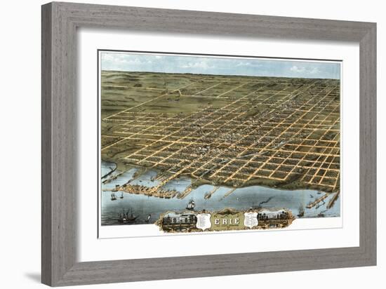 Erie, Pennsylvania - Panoramic Map-Lantern Press-Framed Art Print