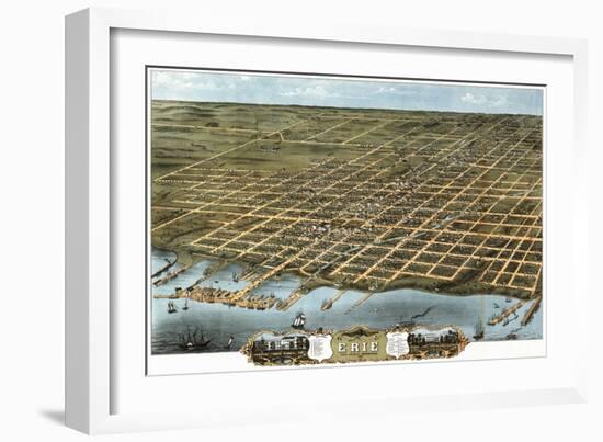 Erie, Pennsylvania - Panoramic Map-Lantern Press-Framed Art Print