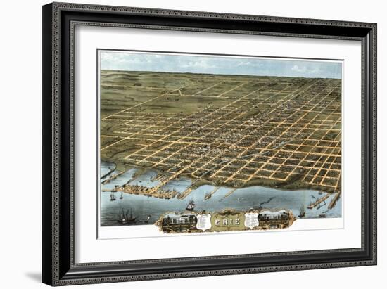 Erie, Pennsylvania - Panoramic Map-Lantern Press-Framed Art Print