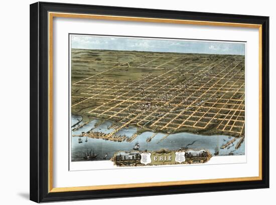 Erie, Pennsylvania - Panoramic Map-Lantern Press-Framed Art Print
