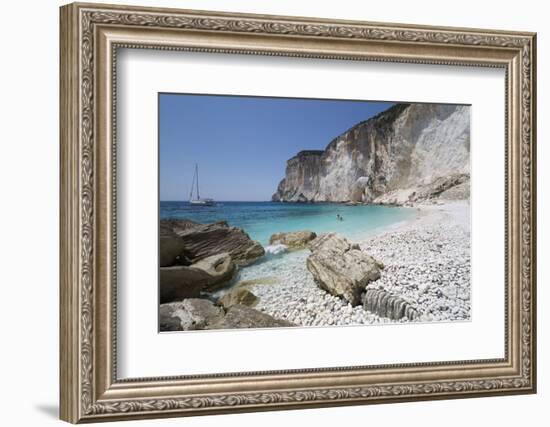 Erimitis beach on west coast, Paxos, Ionian Islands, Greek Islands, Greece, Europe-Stuart Black-Framed Photographic Print