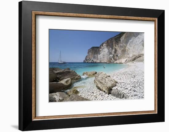 Erimitis beach on west coast, Paxos, Ionian Islands, Greek Islands, Greece, Europe-Stuart Black-Framed Photographic Print