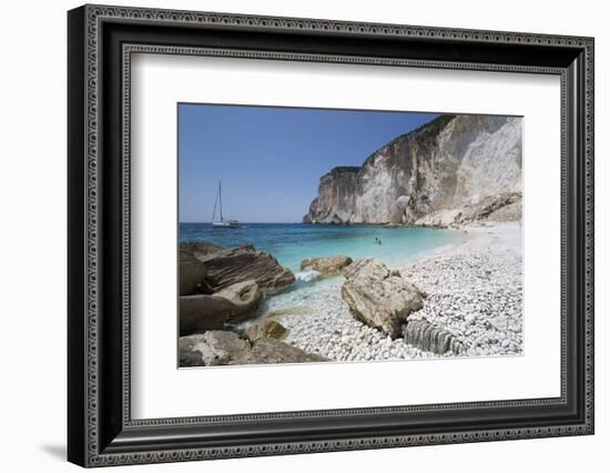 Erimitis beach on west coast, Paxos, Ionian Islands, Greek Islands, Greece, Europe-Stuart Black-Framed Photographic Print