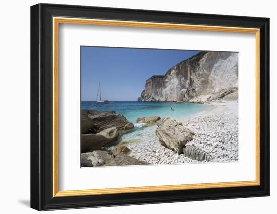 Erimitis beach on west coast, Paxos, Ionian Islands, Greek Islands, Greece, Europe-Stuart Black-Framed Photographic Print