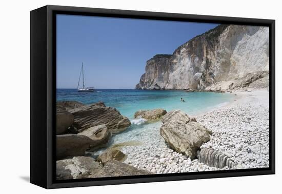 Erimitis beach on west coast, Paxos, Ionian Islands, Greek Islands, Greece, Europe-Stuart Black-Framed Premier Image Canvas