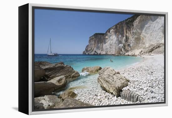 Erimitis beach on west coast, Paxos, Ionian Islands, Greek Islands, Greece, Europe-Stuart Black-Framed Premier Image Canvas