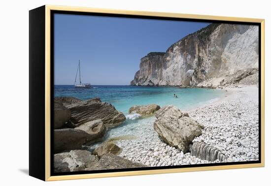 Erimitis beach on west coast, Paxos, Ionian Islands, Greek Islands, Greece, Europe-Stuart Black-Framed Premier Image Canvas