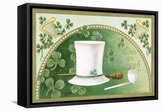 Erin Go Bragh Postcard with Top Hat-David Pollack-Framed Premier Image Canvas