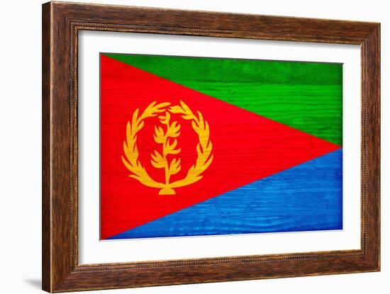 Eritrea Flag Design with Wood Patterning - Flags of the World Series-Philippe Hugonnard-Framed Premium Giclee Print