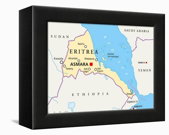 Eritrea Political Map-Peter Hermes Furian-Framed Stretched Canvas