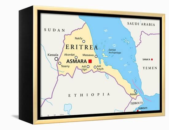 Eritrea Political Map-Peter Hermes Furian-Framed Stretched Canvas