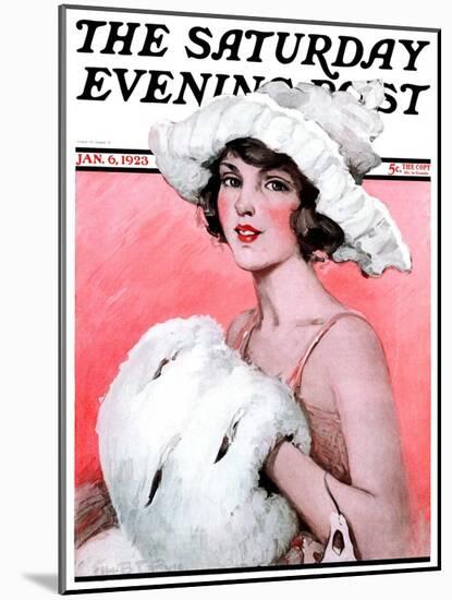 "Ermine Muff," Saturday Evening Post Cover, January 6, 1923-Ellen Pyle-Mounted Giclee Print