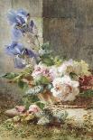 A Still Life with Irises and Roses in a Basket-Ermocrate Bucchi-Framed Premier Image Canvas