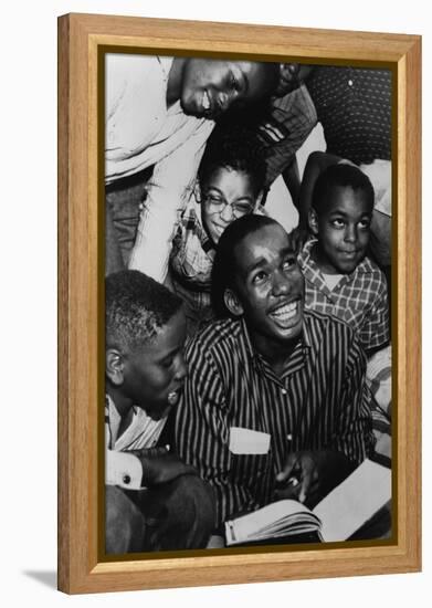 Ernest Green, of the Little Rock Nine, Shows His New Textbook to His Friends, 1957-null-Framed Stretched Canvas