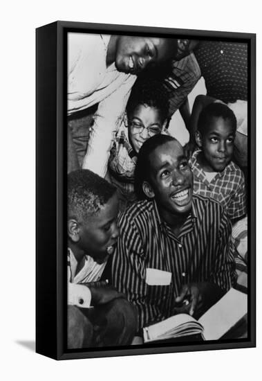 Ernest Green, of the Little Rock Nine, Shows His New Textbook to His Friends, 1957-null-Framed Stretched Canvas