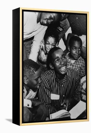 Ernest Green, of the Little Rock Nine, Shows His New Textbook to His Friends, 1957-null-Framed Stretched Canvas