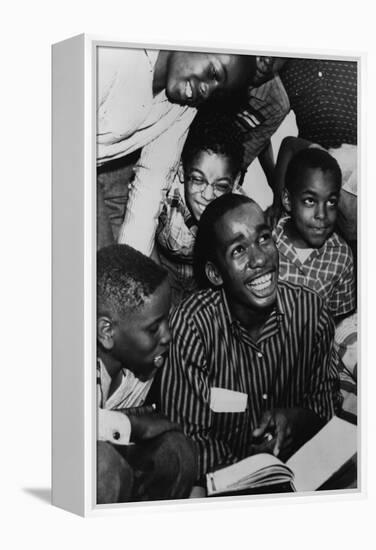 Ernest Green, of the Little Rock Nine, Shows His New Textbook to His Friends, 1957-null-Framed Stretched Canvas