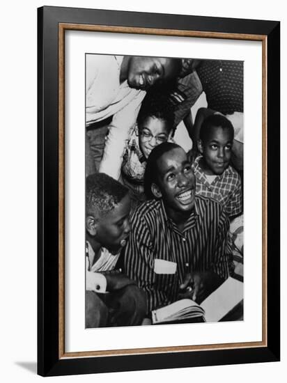 Ernest Green, of the Little Rock Nine, Shows His New Textbook to His Friends, 1957-null-Framed Photo