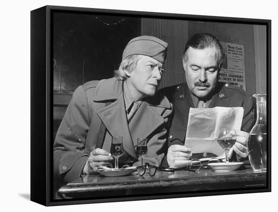 Ernest Hemingway and Janet Flanner-David Scherman-Framed Premier Image Canvas