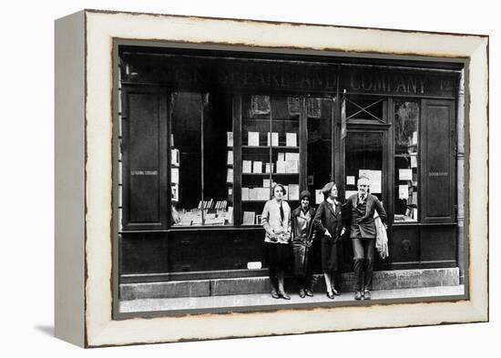 Ernest Hemingway and Sylvia Beach Infront of the 'Shakespeare and Company' Bookshop, Paris, 1928-null-Framed Stretched Canvas