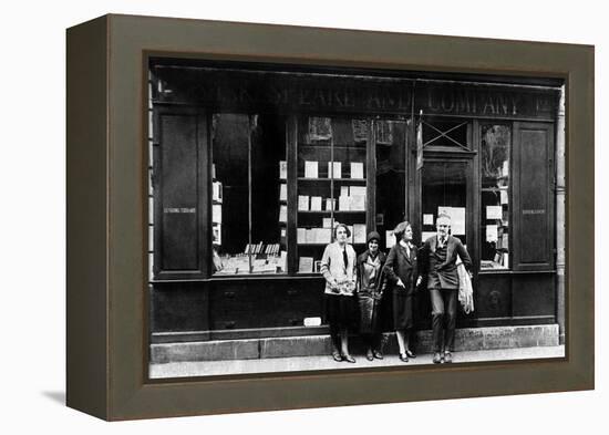 Ernest Hemingway and Sylvia Beach Infront of the 'Shakespeare and Company' Bookshop, Paris, 1928-null-Framed Stretched Canvas