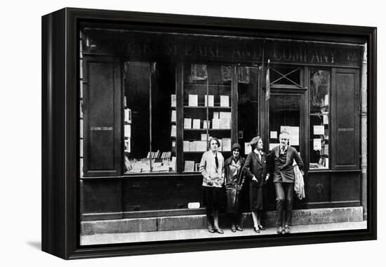 Ernest Hemingway and Sylvia Beach Infront of the 'Shakespeare and Company' Bookshop, Paris, 1928-null-Framed Stretched Canvas