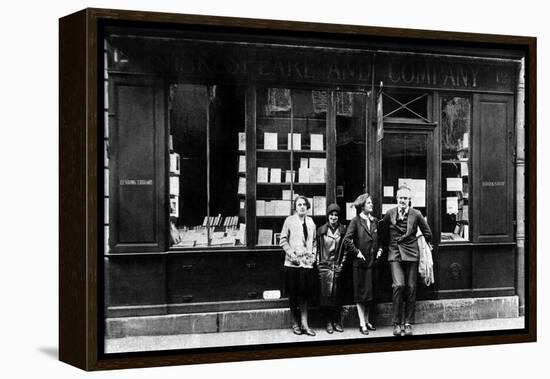 Ernest Hemingway and Sylvia Beach Infront of the 'Shakespeare and Company' Bookshop, Paris, 1928-null-Framed Stretched Canvas