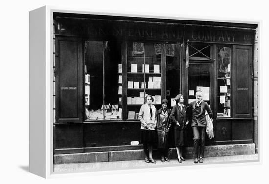 Ernest Hemingway and Sylvia Beach Infront of the 'Shakespeare and Company' Bookshop, Paris, 1928-null-Framed Stretched Canvas