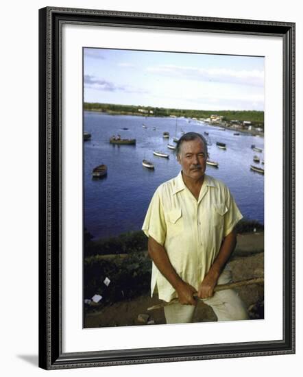 Ernest Hemingway at a Cuban Fishing Village Like the One in His Book "The Old Man and the Sea"-Alfred Eisenstaedt-Framed Premium Photographic Print