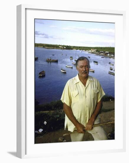 Ernest Hemingway at a Cuban Fishing Village Like the One in His Book "The Old Man and the Sea"-Alfred Eisenstaedt-Framed Premium Photographic Print