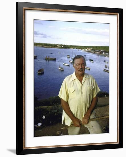 Ernest Hemingway at a Cuban Fishing Village Like the One in His Book "The Old Man and the Sea"-Alfred Eisenstaedt-Framed Premium Photographic Print