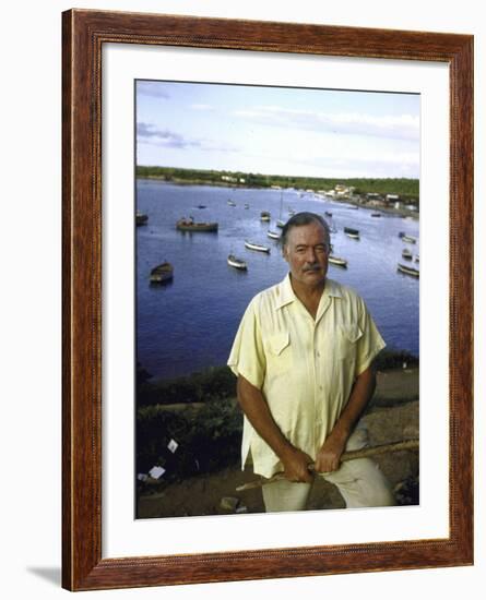 Ernest Hemingway at a Cuban Fishing Village Like the One in His Book "The Old Man and the Sea"-Alfred Eisenstaedt-Framed Premium Photographic Print