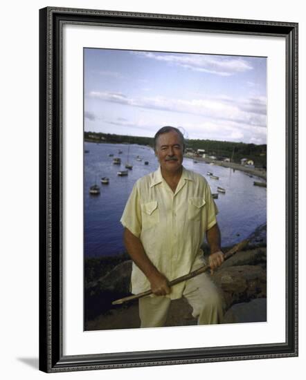 Ernest Hemingway at a Cuban Fishing Village Like the One Used in His Book "The Old Man and the Sea"-Alfred Eisenstaedt-Framed Premium Photographic Print