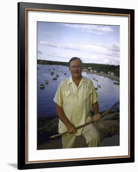 Ernest Hemingway at a Cuban Fishing Village Like the One Used in His Book "The Old Man and the Sea"-Alfred Eisenstaedt-Framed Premium Photographic Print