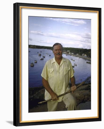 Ernest Hemingway at a Cuban Fishing Village Like the One Used in His Book "The Old Man and the Sea"-Alfred Eisenstaedt-Framed Premium Photographic Print