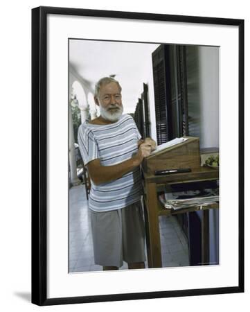 Ernest Hemingway At The Standing Desk On The Balcony Of Bill