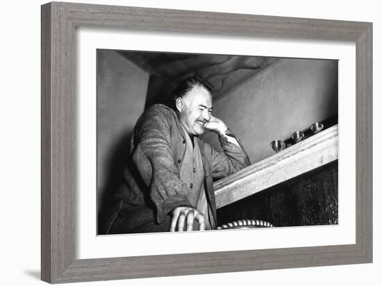 Ernest Hemingway in Stresa, 1948-null-Framed Photographic Print
