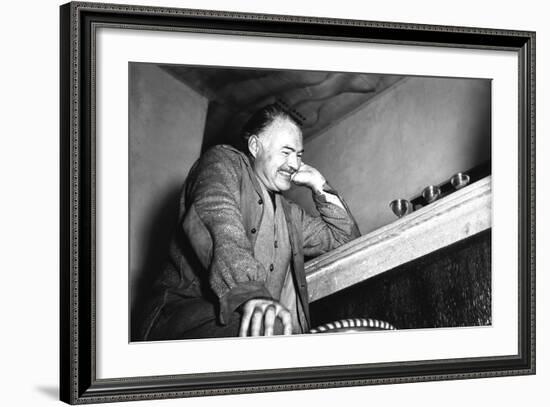 Ernest Hemingway in Stresa, 1948-null-Framed Photographic Print