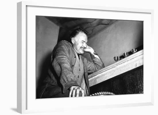 Ernest Hemingway in Stresa, 1948-null-Framed Photographic Print