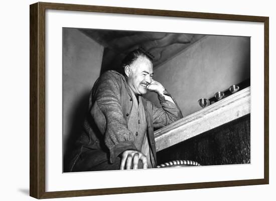 Ernest Hemingway in Stresa, 1948-null-Framed Photographic Print