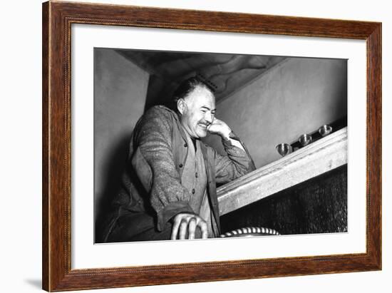 Ernest Hemingway in Stresa, 1948-null-Framed Photographic Print