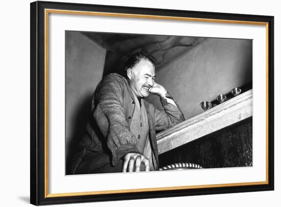 Ernest Hemingway in Stresa, 1948-null-Framed Photographic Print