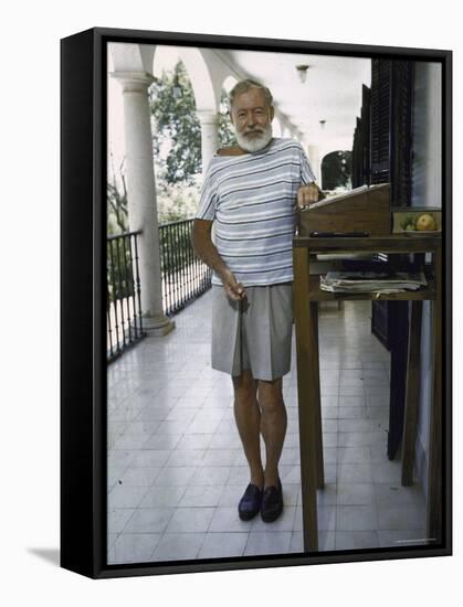 Ernest Hemingway on the Balcony of Bill Davis's Home Near Malaga-Loomis Dean-Framed Premier Image Canvas