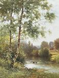 A River Landscape in Summer-Ernest Parton-Framed Premier Image Canvas