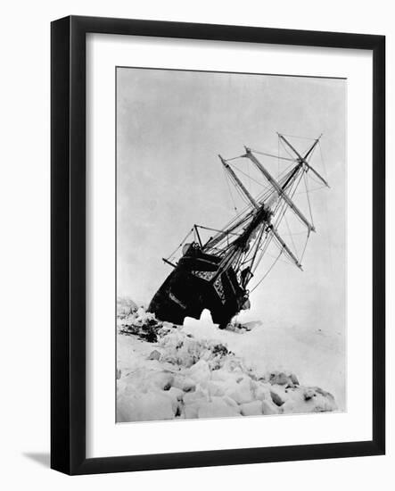 Ernest Shackleton's Expedition Ship Endurance Trapped in Ice-null-Framed Photographic Print