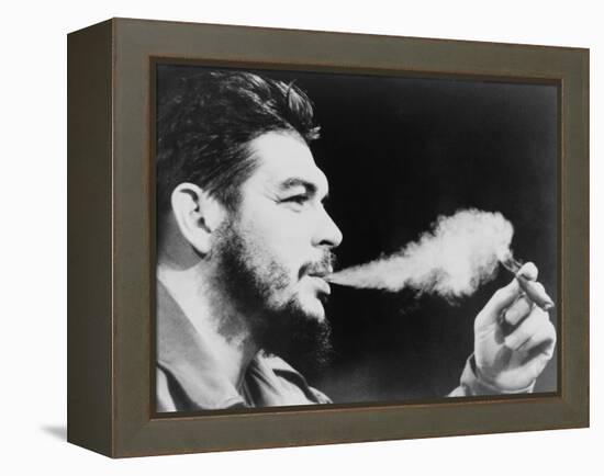 Ernesto 'Che' Guevara Exhaling Plume of Cigar, NYC, 1964-null-Framed Stretched Canvas