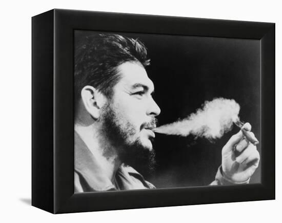 Ernesto 'Che' Guevara Exhaling Plume of Cigar, NYC, 1964-null-Framed Stretched Canvas