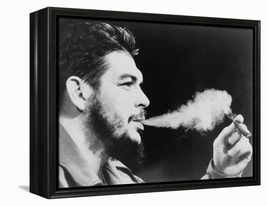 Ernesto 'Che' Guevara Exhaling Plume of Cigar, NYC, 1964-null-Framed Stretched Canvas