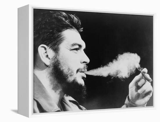Ernesto 'Che' Guevara Exhaling Plume of Cigar, NYC, 1964-null-Framed Stretched Canvas