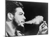Ernesto 'Che' Guevara Exhaling Plume of Cigar, NYC, 1964-null-Mounted Photo
